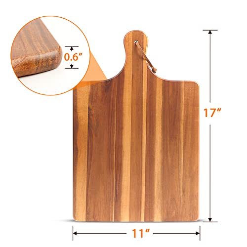 HOMEXCEL Acacia Wood Cutting Board for Kitchen,Cutting Board with Handle,Chopping Board 17"X11"for Meat, Cheese, Bread, Vegetables,Fruits and More