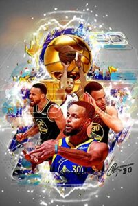 stephen curry canvas poster, success poster champion wall art, inspirational basketball poster for man cave boys room office decor, golden state warriors, stephen curry art print, 16″x24″ – unframed