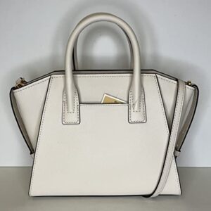 Michael Kors MICHAEL Michael Kors Avril Small Logo Top-Zip Satchel bundled with Trifold Wallet Purse Hook (Lt Cream)