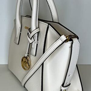 Michael Kors MICHAEL Michael Kors Avril Small Logo Top-Zip Satchel bundled with Trifold Wallet Purse Hook (Lt Cream)