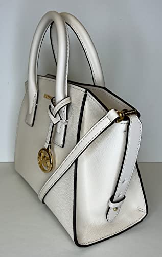 Michael Kors MICHAEL Michael Kors Avril Small Logo Top-Zip Satchel bundled with Trifold Wallet Purse Hook (Lt Cream)