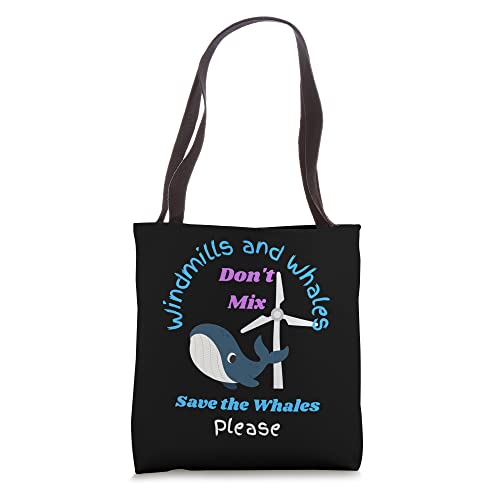 Save the Whales from Windmills in the Sea & Ocean Design Tote Bag