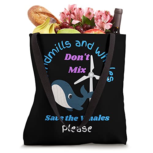 Save the Whales from Windmills in the Sea & Ocean Design Tote Bag