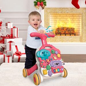 Baby Sit-to-Stand Walker,Toddler Entertainment Table Activity Center Early Perschool Education Toy,Baby Push Walker for Boy Girl 10 Months +