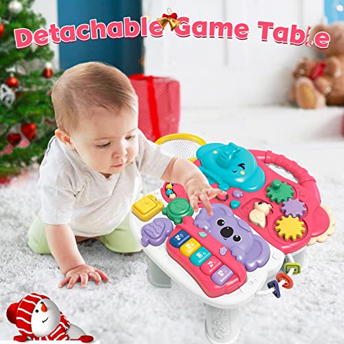 Baby Sit-to-Stand Walker,Toddler Entertainment Table Activity Center Early Perschool Education Toy,Baby Push Walker for Boy Girl 10 Months +