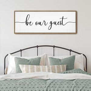 graceview be our guest wall decor – 42”x15” be our guest framed wall decor for bedroom wall decor above bed for bedroom aesthetic and minimalist wall art canvas (wood)