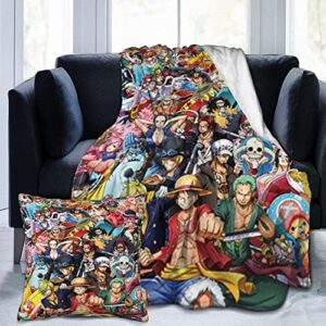 2pcs 60*50inch cute anime blanket soft throw blanket-fluffy, warm, comfy, plush pillow covers 18*18inch