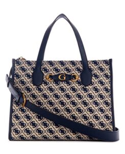 guess izzy 2 compartment tote, navy logo