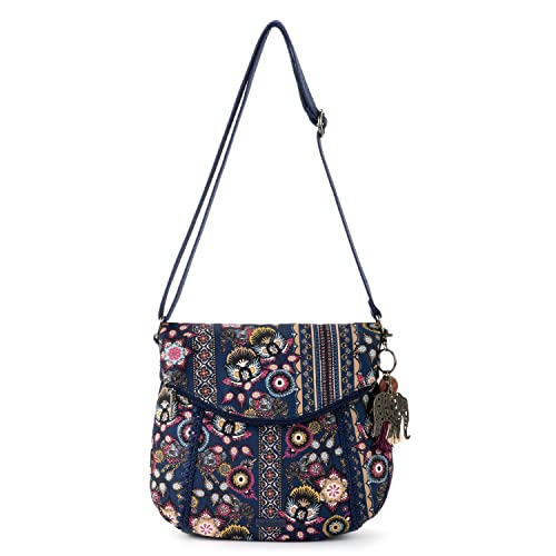 Sakroots Foldover Bag in Eco-Twill, Multifunctional Purse with Adjustable Strap & Zipper Pockets, Sustainable & Durable Design, Navy Tapestry World