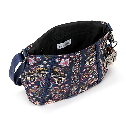 Sakroots Foldover Bag in Eco-Twill, Multifunctional Purse with Adjustable Strap & Zipper Pockets, Sustainable & Durable Design, Navy Tapestry World