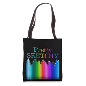 sketchy, artist, art lovers, colored pencils tote bag