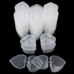 ljy 60 pieces mini heart shaped clear plastic storage container boxes with hinged lids (2.4 oz)