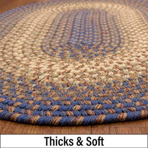 Super Area Rugs Classic Hartford Soft Blue & Cream Braided Rug Made in USA,2' X 3' Oval