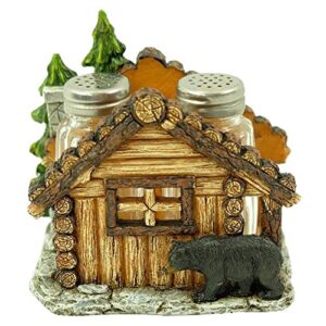 black bear cabin salt and pepper shakers with holder kitchen table decor