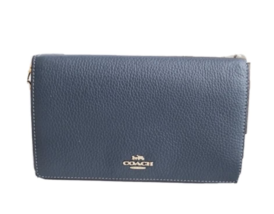 COACH Women's Anna Foldover Crossbody Clutch (Pebble Leather - Denim)