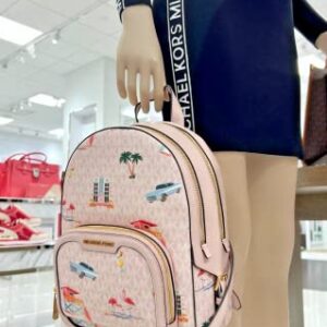 Michael Kors Jaycee Medium Zip Pocket Backpack Light Powder Blush Pink MK Miami