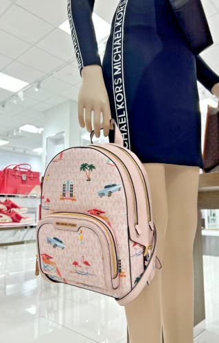 Michael Kors Jaycee Medium Zip Pocket Backpack Light Powder Blush Pink MK Miami
