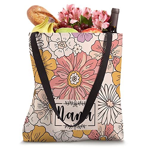 Cute Personalized Nana Retro Floral Flowers Peach Soft Pink Tote Bag