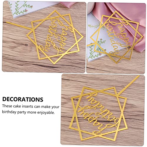 Abaodam 12 pcs Cuake Gold Insert Sweet Delicate Dessert Mirror Glitter Picks Baby Flags Double-sided or Decorations Decorative for Birthday Fruit Adults Party Ornaments Wedding Toppers