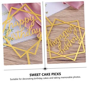 Abaodam 12 pcs Cuake Gold Insert Sweet Delicate Dessert Mirror Glitter Picks Baby Flags Double-sided or Decorations Decorative for Birthday Fruit Adults Party Ornaments Wedding Toppers