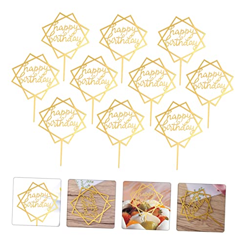 Abaodam 12 pcs Cuake Gold Insert Sweet Delicate Dessert Mirror Glitter Picks Baby Flags Double-sided or Decorations Decorative for Birthday Fruit Adults Party Ornaments Wedding Toppers