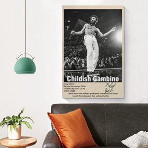 MINAG Rapper Childish Gambino Aesthetic Vintage Posters Poster Decorative Painting Canvas Wall Art Living Room Posters Bedroom Painting 12x18inch(30x45cm)