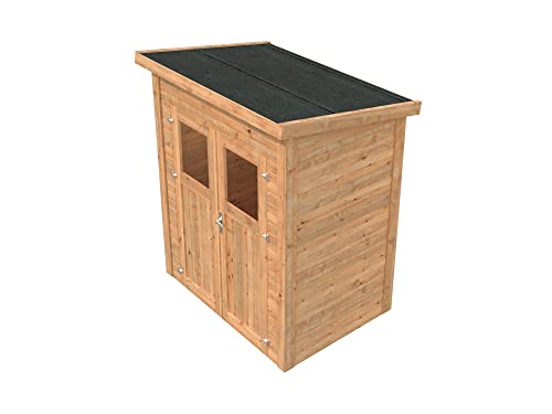 Leisure Season Urbano Lean to Shed Kit - Modern Weatherproof Outdoor Storage with Floor, Doors, Plexiglass Windows, Pent Roof Nordic Spruce Wood for Garden, Yard Medium Brown, 6'x4' (URB6X43781)