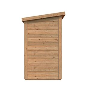 Leisure Season Urbano Lean to Shed Kit - Modern Weatherproof Outdoor Storage with Floor, Doors, Plexiglass Windows, Pent Roof Nordic Spruce Wood for Garden, Yard Medium Brown, 6'x4' (URB6X43781)