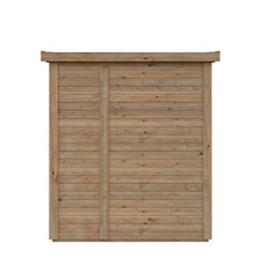 Leisure Season Urbano Lean to Shed Kit - Modern Weatherproof Outdoor Storage with Floor, Doors, Plexiglass Windows, Pent Roof Nordic Spruce Wood for Garden, Yard Medium Brown, 6'x4' (URB6X43781)