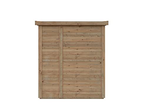 Leisure Season Urbano Lean to Shed Kit - Modern Weatherproof Outdoor Storage with Floor, Doors, Plexiglass Windows, Pent Roof Nordic Spruce Wood for Garden, Yard Medium Brown, 6'x4' (URB6X43781)