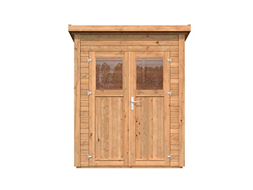 Leisure Season Urbano Lean to Shed Kit - Modern Weatherproof Outdoor Storage with Floor, Doors, Plexiglass Windows, Pent Roof Nordic Spruce Wood for Garden, Yard Medium Brown, 6'x4' (URB6X43781)