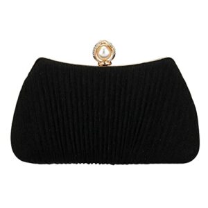 clutch purse women glittering evening bag top handle handbag woven crossbody bag shoulder bag for wedding party prom (black)