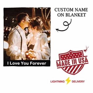 Custom Blankets with Photos Text Personalized Picture Blanket Full Size Soft Customized Flannel Throw Blanket Gifts for Birthday Christmas Family Husband Wife Mom Dad Friends