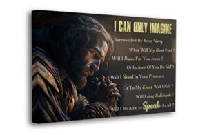 spiritualhands jesus wall decor, christian cross wall home posters, judah religious lord prayer bible wall art framed canvas – 02-i can imagine-24x36