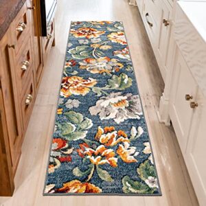 simply southern cottage franklin floral runner, 2′ x 8′, blue