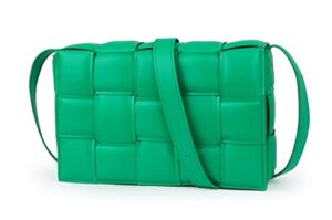 jbb women woven padded cassette crossbody bags purse shoulder handbags small square bag designer handbag clutch green