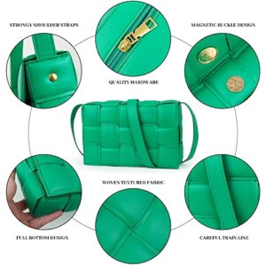 JBB Women Woven Padded Cassette Crossbody Bags Purse Shoulder Handbags Small Square Bag Designer Handbag Clutch Green