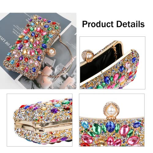 COAIMANEY Womens Sparkly Rhinestone Crystal Glitter Clutch Purse Evening Handbag Shoulder Bag for Wedding Party Prom