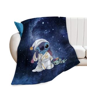 cool carats llc stitch blanket gifts for girls throw kids women adults cartoon flannel fleece blankets couch bed sofa 40”x50”