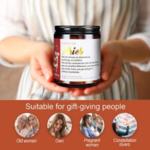 Aries Gifts for Women - Aries Scented Candles 丨 Zodiac Soy Candle 丨 Astrology Candles for Best Friends, Women, Sisters 丨 Astrology Gifts for Women 丨 Candles for Home Scented - 7oz