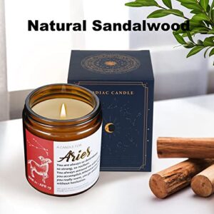 Aries Gifts for Women - Aries Scented Candles 丨 Zodiac Soy Candle 丨 Astrology Candles for Best Friends, Women, Sisters 丨 Astrology Gifts for Women 丨 Candles for Home Scented - 7oz