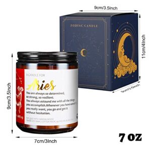 Aries Gifts for Women - Aries Scented Candles 丨 Zodiac Soy Candle 丨 Astrology Candles for Best Friends, Women, Sisters 丨 Astrology Gifts for Women 丨 Candles for Home Scented - 7oz