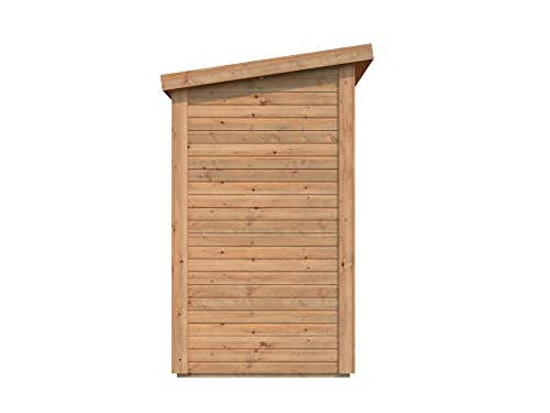 Leisure Season Urbano Lean to Shed Kit - Modern Weatherproof Outdoor Storage Shed with Floor, Doors, Plexiglass Windows, Pent Roof - Nordic Spruce Wood Shed Kit - Medium Brown, 8'x4' (URB8X47853)