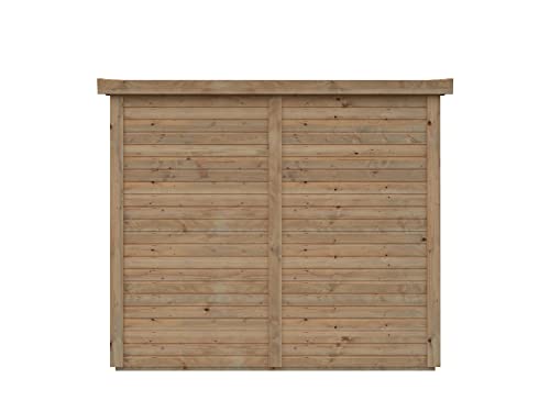 Leisure Season Urbano Lean to Shed Kit - Modern Weatherproof Outdoor Storage Shed with Floor, Doors, Plexiglass Windows, Pent Roof - Nordic Spruce Wood Shed Kit - Medium Brown, 8'x4' (URB8X47853)