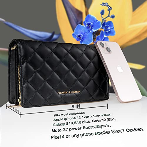 Geermolan Crossbody Bags for Women, Small Shoulder Bag Cell Phone Wallet Purse and handbags with Card Slots Black