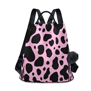 xigua pink black cow print backpack purse for women anti theft fashion back pack shoulder bag197
