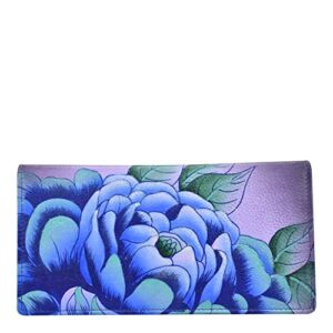 anna by anuschka women’s genuine leather hand painted clutch wallet – precious penoy eggplant