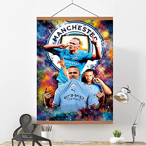 BKO Soccer Superstar Manchester City Poster Wall Art,Haaland Soccer 16" x 24"Art Print Poster,Soccer Superstar Motivational Wall Art Posters-Great Gift for Soccer Fans Kids and Adults,No Frame