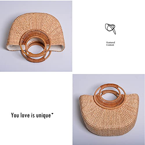 Rattan Straw Bag, Women Summer Beach Straw Tote Bag Weave Rattan Bag Woven Straw Purse Bag