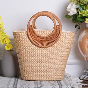 Rattan Straw Bag, Women Summer Beach Straw Tote Bag Weave Rattan Bag Woven Straw Purse Bag